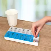 7-Day AM/PM Pill Organizer Large Compartments in Blue and Clear Lids
