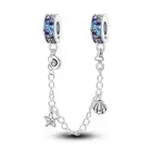 Star Fish Ocean Sea Shell Clam Snail Safety Chain Charm Sterling Silver 925