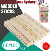50/100x Wooden Craft Sticks Paddle Pop Ice Lolly Ice Cream Stick Coffee Stirrer