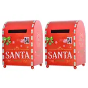 2x Gibson Gifts Lustre Xmas Santa North Pole Mailbox Home Display Decor 19x13cm