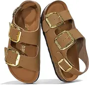 [Project Cloud] Genuine Leather Summer Sandals for Women 2025 - Memory Foam Slingback Womens Sandals Comfortable and Non Slip Beach Slides with Big Buckle (Garda)
