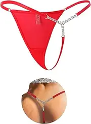 [ohmydear] Women's Sexy G-String Thongs Plus Size Mesh Thong Chain Underwear T-Back Tangas Low Rise Diamond Panties XS-4XL