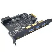 USB 3.2 GEN1 PCI-E Expansion Card 5 Port 2*Type-C 3*USB-A 19 Pin USB 3.0 5Gbps