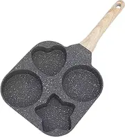 Nonstick Egg Frying Pan Shapes, 4 Egg Frying Pan, for Pancake, Hamburger, Bacon, Easy to Clean, Detachable Bakelite Handlesuitable for Gas Stove & Induction Cookware (Black)