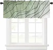 Sage Green Ombre Valance Curtain for Kithchen Windows Green and White Gradient Modern Abstract Geometric Valance Tier Curtain Rod Pocket Valances for Bedroom/Living Room/Bathroom, 1 Panel, 60x18 Inch
