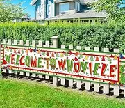 Large Whoville Christmas Decorations Banner Welcome To Whoville Yard Sign Hanging Banner Outdoor Christmas Decorations Grinch Backdrop Home Decor Indoor Christmas Eve Vacation Holiday Party Supplies