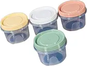 4PCS Round Plastic Containers with Lids, Reuseable Small Freezer Storage Container Jars with Screw Lid 500ML