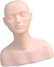 Oshhni Training Mannequin Head Professional, Doll with Shoulders Shoulder Massage, Manikin Head Model for Salon Makeup Practice