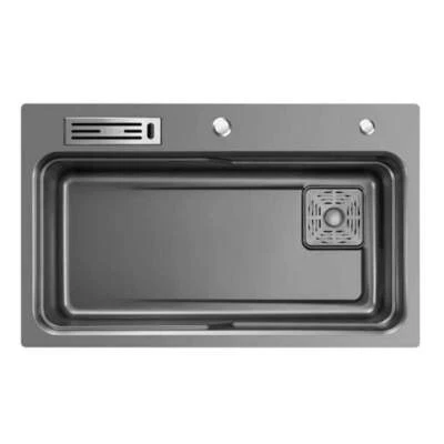 Belle Luxe Single Bowl Kitchen Sink Dual Step Gunmetal