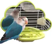 Hivovannn Bird Mirror with Perch, Parakeet Toy Swing with Feeder, Bird Cage Accessories for Parrots Cockatiel Conure Lovebirds Finch Canaries-Green