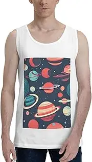 [FSCEV] Outer Space Planets Men's Tank Top Shirt Gym Workout Daily Dressing Take A Walk Home-Based Essentials