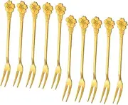 Ciieeo Cherry Blossom Fruit Forks Set 10 Piece Stainless Steel Dessert Forks for Cakes Fruits Snacks and Appetizers