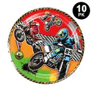 Motorcycle Theme 9 inch 23cm Plates 10PK - Kids Birthday Party Tableware