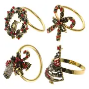 4 Pcs Christmas Napkin Rings Vintage Decor Tree Accessories