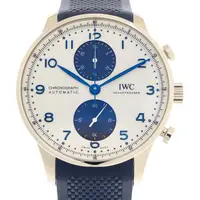 在飛比找momo購物網優惠-【IWC 萬國錶】新葡萄牙計時腕錶x白面藍橡膠款x41mm(