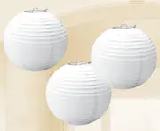 Australia Day Round Paper Lanterns Frosty White 3 Pack