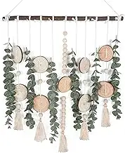 Lenamos Artificial Eucalyptus Wall Decor Fake Greenery Leaves Stems Wall Hanging Plants on 40cm Wooden Stick Boho Rustic Farmhouse Decor for Bedroom Kitchen Dining Room Bathroom Decoration