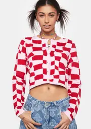 [Pretty Garbage] Geo Print Sweater Cardigan