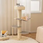 CostwayMulti-level Wooden Cat Tower with Thickened Sisal Scratching Posts for Indoor Cats-Grey