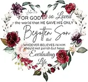 Fabric Panel 14"x14" John 3:16 Scripture 100% Cotton Quilting Sewing Panel Square E5704
