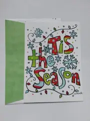 Tis The Season Christmas Greeting Card Snowflake String Of Lights With Card 307