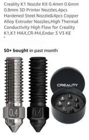 Creality K1 Nozzle Kit 0.4/0.6/0.8mm Steel Nozzles for K1,K1 MAX,CR-M4,3V3 KE