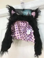 Black Cat Headdress Hat Hood Black Kitty NWT OSFM
