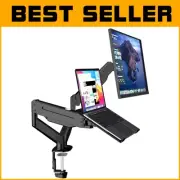 Ventilated Adjustable Laptop Mount Stand with Dual Monitor Arms for Home Offices