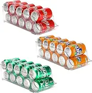 Puricon [3 Pack] Refrigerator Organizer Bins Can Dispenser Storage Holder, Soda Beverage Canned Food Container Bin Clear Plastic Pantry Storage Rack for Fridge Pantry Kitchen Countertops Cabinets