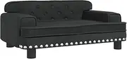 vidaXL Velvet Dog Sofa - Compact & Comfortable Pet Bed with Solid Pine Wood Frame, Black