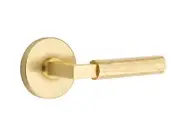 Emtek Select Passage, Disk Rosette, L-Square Stem, Hammered Handle US4 LH