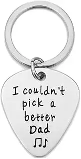 Fathers Day Birthday Gifts from Daughter Son Kids - I Couldn't Pick a Better Dad Guitar Pick Keychain for Dad Papa Custom Gifts for Daddy Christmas Presents for Father