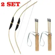 Toy Cross Bow&Arrows Archery Shooting Crossbow Set Wood&Bamboo for Kid Cosplay