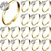 Whaline 72Pcs Gold Bridal Shower Diamond Rings, Adjustable Engagement Rings for Wedding Table Decorations, Bridal Shower Game and Party Favors