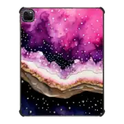 iPad Pro 12.9-inch (5th/6th gen) iPad Impact Case Painted geode and golden stars - watercolor purple pink galaxy