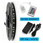 LIFETIME Warranty - Color Changing 5050 SMD 16ft strip light Waterproof BLACK