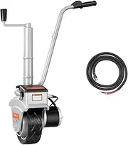 Electric Trailer Pulley, 5000 lbs. Towing Capacity, 350W 12V Trailer Steering Wheel,12‘’-24.8‘’ Adjustable clamp Height and 8‘’ Rubber Tyres for Mobile Trailers