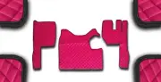 PINK 3 LAYERS ECO LEATHER FLOOR MATS FOR RHD TRUCK VOLVO FH13 2010-2012 MANUAL