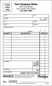 Custom Service Order Forms / 2 Part Carbonless / 4" x 7" / TMG122