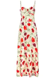 Diane Von Furstenberg Etta Floral-print Rayon Maxi Dress - White And Red - 8 (UK12 / M) 8 (UK12 / M)