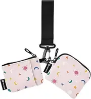 [Amooorous] Colorful Design Astrology Tarot Women's Coin Purses Card Cases Slim Portable Wristlet Wallet Key Holder with Wristlet Strap for Woman 2 Pcs, Colorful Design Astrology Tarot, 1 size, Casual