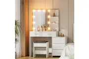 Artiss Dressing Table Set Stool 10 LED Bulbs White Dale