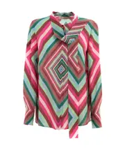 Valentino Bow-Detailed Striped Shirt IT40,IT42 Red