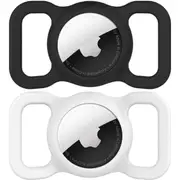 Airtag Dog Collar Holder, SWINCHO Air Tags-2 Pack Holder for Apple Airtag, Strong Soft Silicone Protective GPS Tracker Case Accessories