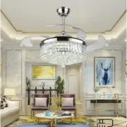 Modern 42" Crystal Chandeliers Remote Invisible Ceiling Fan w/LED Light Fixtures