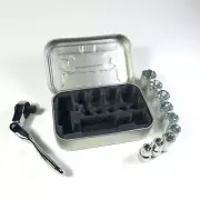 Compact Socket Wrench Tin - Portable Travel Tool Set Kit