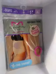 WOMEN MAIDENFORM FLEXEES FEEL GOOD FASHION HIGH WAIST THONG Size XL Beige 1H