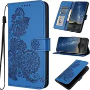 Compatible with Google Pixel 6 Pro 5G Case,Compatible with Google Pixel 6 Pro 5G Magnetic Flip Phone Cover Blue