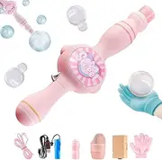 Colorful Smoke Bubble Machine, Elastic Bubble Fog Wand for Kid Adults, Magic Interactive Fog Bubble Machine for Wedding, Festival, Birthday, Fun Indoor Outdoor Accessories (Pink-A)