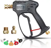 EDOU Direct Pressure Washer Short Gun Kit | 5,000 PSI Max Working Pressure | includes: 3/8" Quick-Connect, 1/4" Quick-Connect M22-15 Hose Connector, 5 Spray nozzles (0°/15°/25°/40°/Soap)